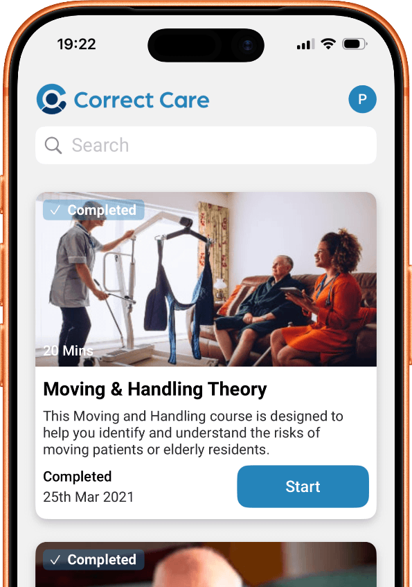 CorrectCare training app on mobile