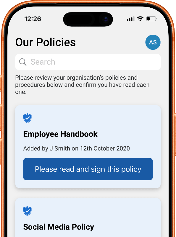Correct Care policies on iPhone
